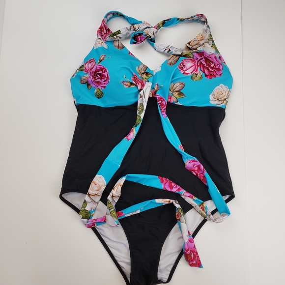 Cupshe Grace Floral Front Wrap Plunge One Piece Swimsuit size XXL - Picture 3 of 13